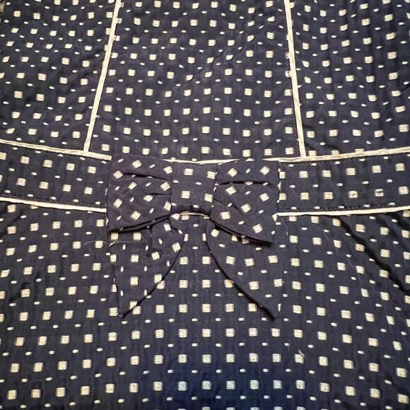 Janie and Jack Navy Dot Check Drop Waist Bow English Dress Size 2T - Picture 4 of 6